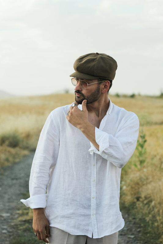 White Lenin Shirt Men